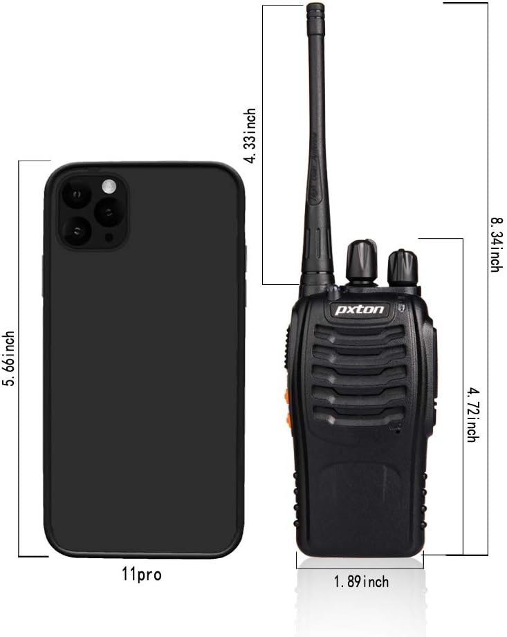 4 Pack Two Way Radio, Portable Walkie Talkie w/ Earpiece and Flashlight