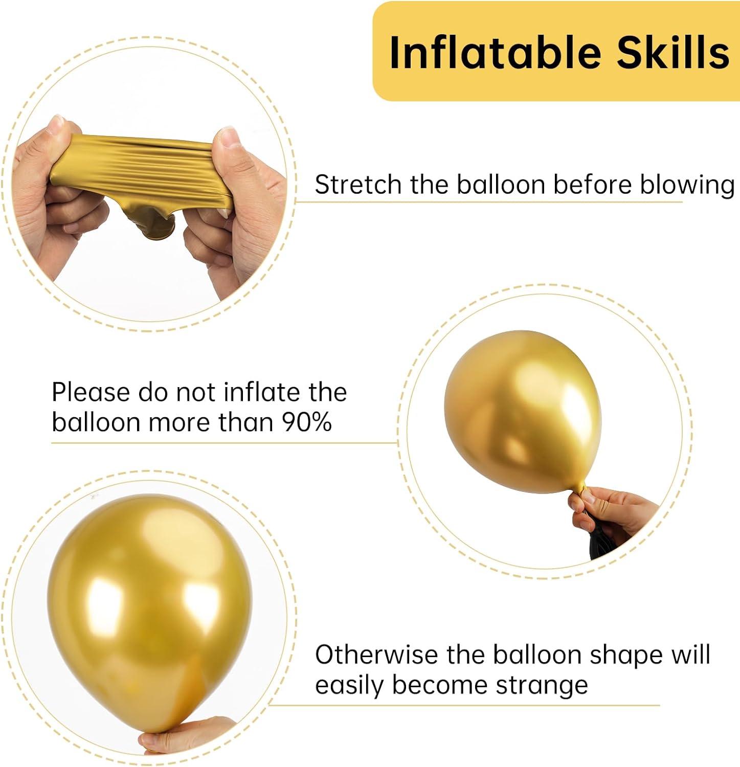 129pcs Metallic Gold Balloons Latex Balloons Different Sizes 18 12 10 5 Inch Party Balloon Kit, Gold