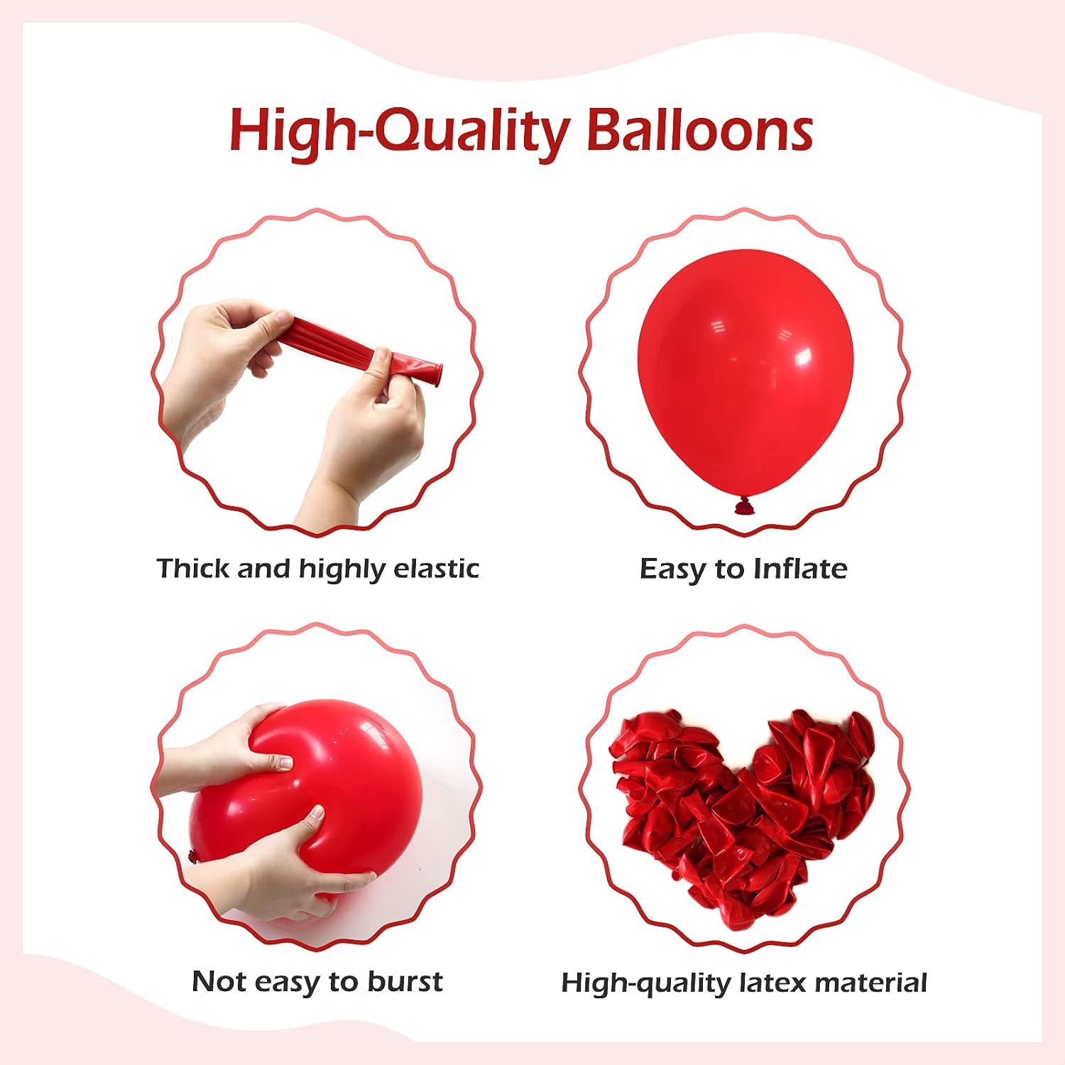 110pcs Red Balloon Garland Arch Kit, 18 12 10 5 inch Red Latex Balloons Different Sizes Pack