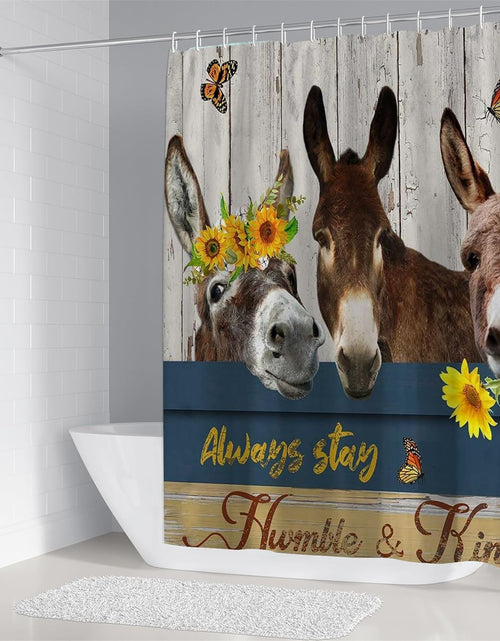 Load image into Gallery viewer, 4PCS Farm Animal Shower Curtain Set Sunflower Country Rustic Farmhouse Bathroom Decor Set
