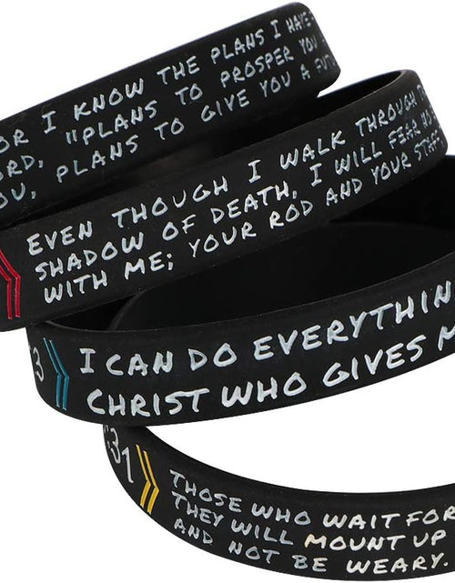 Load image into Gallery viewer, 4pcs Christian Religious Scripture Bible Verse Rubber Bracelet Wristband
