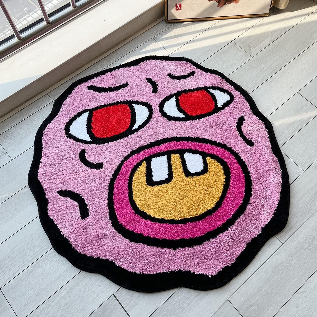 Tufted Carpet Cherry Bomb Rug Pink Room Decor Kawaii Rug Small Rugs (23.6X23.6 Inch)