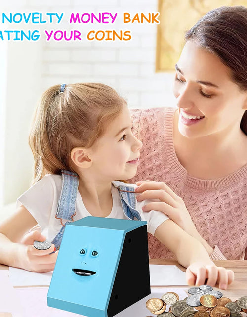 Load image into Gallery viewer, Face Bank, Face Money Eating Box Cute Facebank Piggy Bank for Coins Box Brick Automatic Money Coin Saving Bank, Blue
