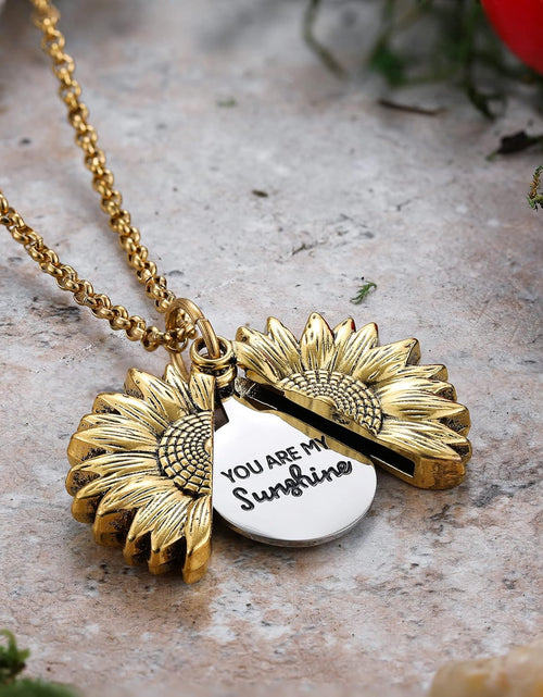 Load image into Gallery viewer, You Are My Sunshine Locket Necklace - Flower, Floral, Spring, Summer Necklace - Great Gift for Mom, Sister, Girlfriend, Wife
