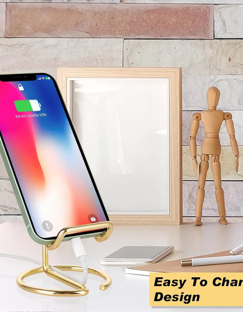 Load image into Gallery viewer, Cell Phone Stand for Desk, Cute Metal Gold Cell Phone Stand Holder Desk Accessories, Gold
