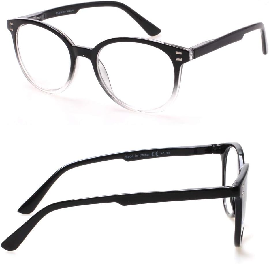 3 Pack Reading Glasses Spring Hinge Stylish Readers Black/Tortoise for Men and Women