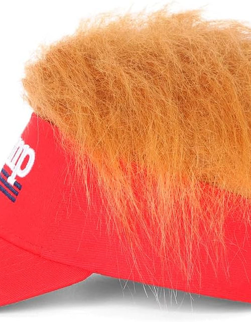 Load image into Gallery viewer, Trump 2024 Hat with Hair,Donald Trump Make America Great Again Wig Hat Embroidered Ultra Adjustable
