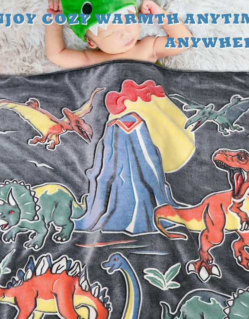 Load image into Gallery viewer, Glow in The Dark Dino Throw Blanket for Kids Dinosaur Toys for Boys Gifts Soft Fleece
