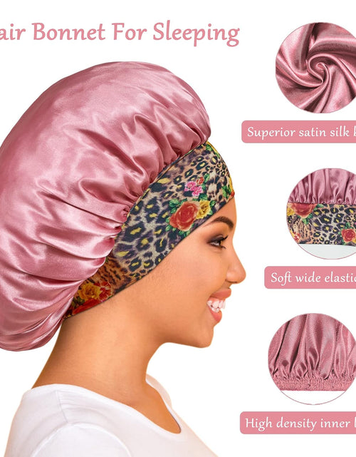 Load image into Gallery viewer, 3 Pack Satin Bonnet Silk Bonnet for Sleeping, Sleeping Large Sleep Cap, Wide Soft Band Bonnet for Curly Hair, Set 1
