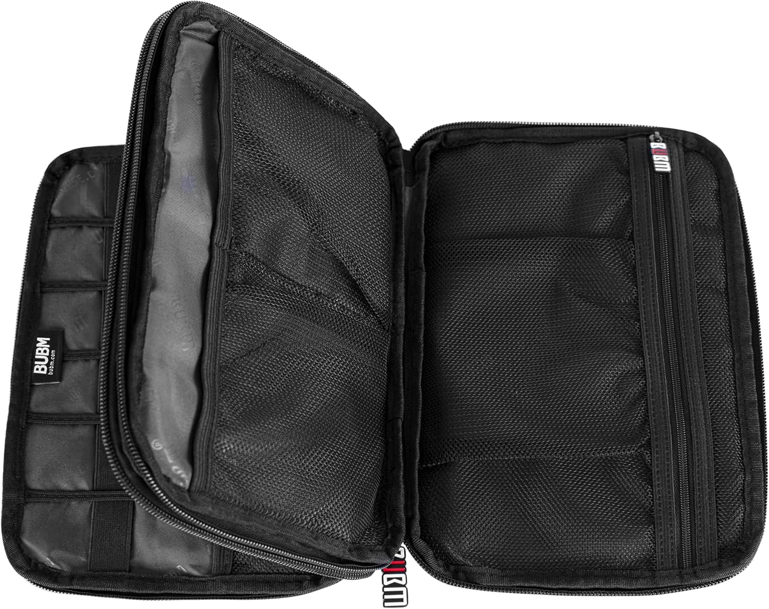 Double Layer Electronic Accessories Organizer, Travel Gadget Bag Perfect Size Fits for iPad Mini (Medium, Black)