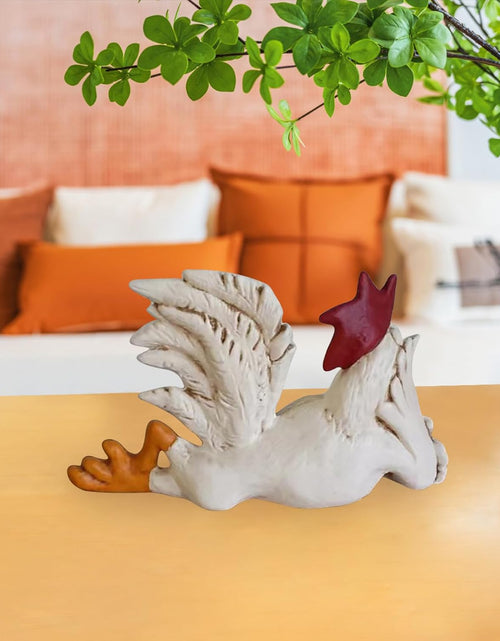 Load image into Gallery viewer, White Rooster Statue with Enchanting Posture &amp; Long Eyelashes Table Art Sculpture Funny Resin Figurine Decoration
