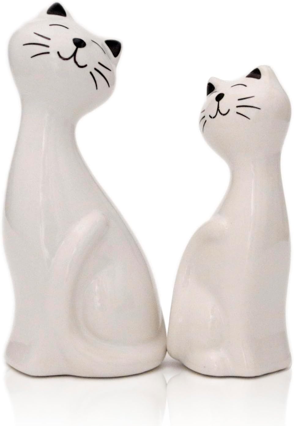 2pcs White Cat Statues and Figurines for Home Decor - White Cat Statue for Cat Lovers