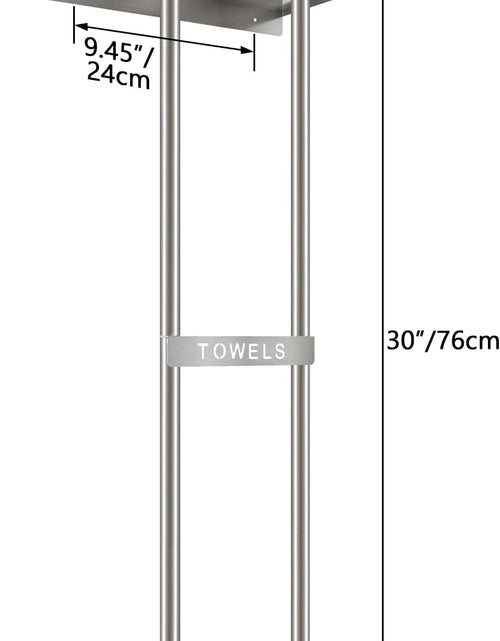 Load image into Gallery viewer, Wall Towel Rack for Rolled Towels, 30 inch Towel Holder Wall Mounted with Metal Shelf Can Holds 6 Large Towels, Brushed Nickel
