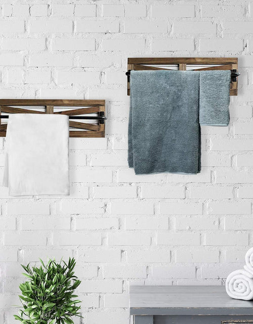 Load image into Gallery viewer, 2PCS Rustic Towel Rack for Bathroom Wall Mounted,  Towel Holder and Organizer (Brown)
