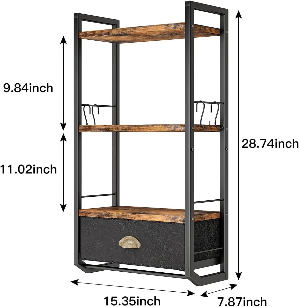 3 Tier Bathroom Towel Rack Shelf with Storage Drawer Double Towel Bars and Hooks