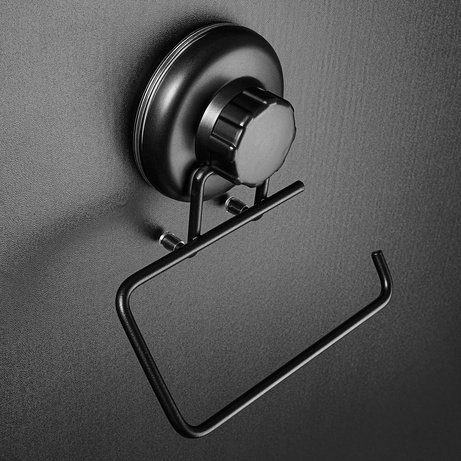 Vacuum Suction Cup Toilet Paper Holder – Wall Mount No Drilling Bathroom Stainless Steel Tissue Roll Dispenser, Black