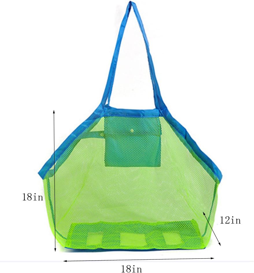 2 Pack Extra Large Mesh Beach Bag Childrens' Toy Storage Swimming Equipment Storage Bag, Blue