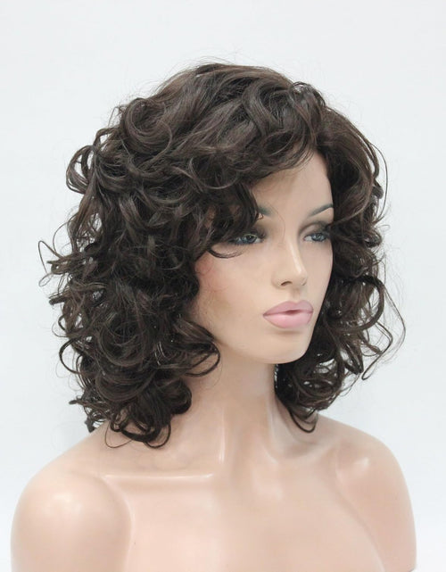 Load image into Gallery viewer, Short Length Chestnut Brown Afro Curl Full Synthetic Wig Women Wigs (Chestnut Brown)
