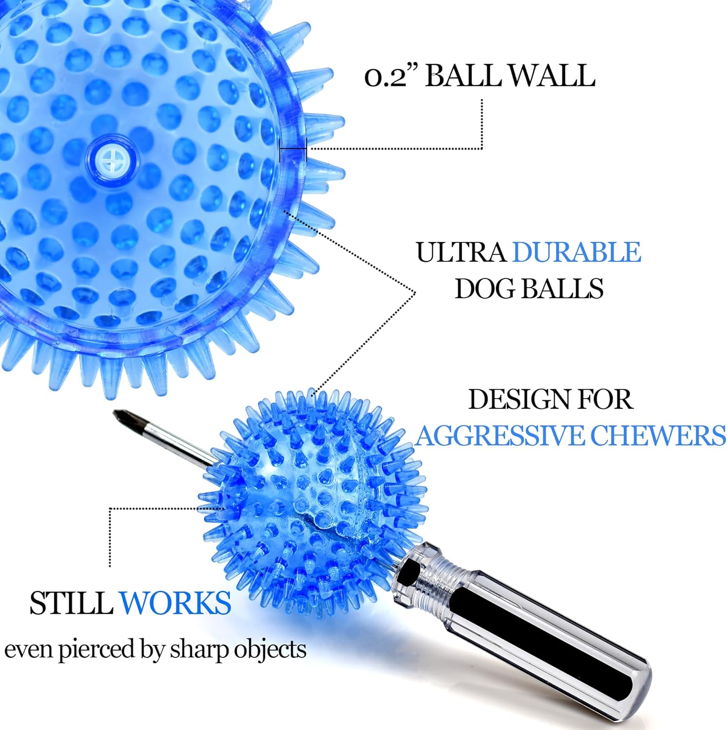 2.5” Dog Balls (8 Colors) Squeaky Dog Toy Balls for Small Medium Dogs, Puppy Chew Toys Balls