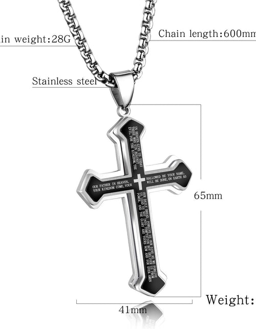 Load image into Gallery viewer, Mens Cross Pendant Necklace Large Stainless Steel Cross Pendant Necklace for Men Women, Silver
