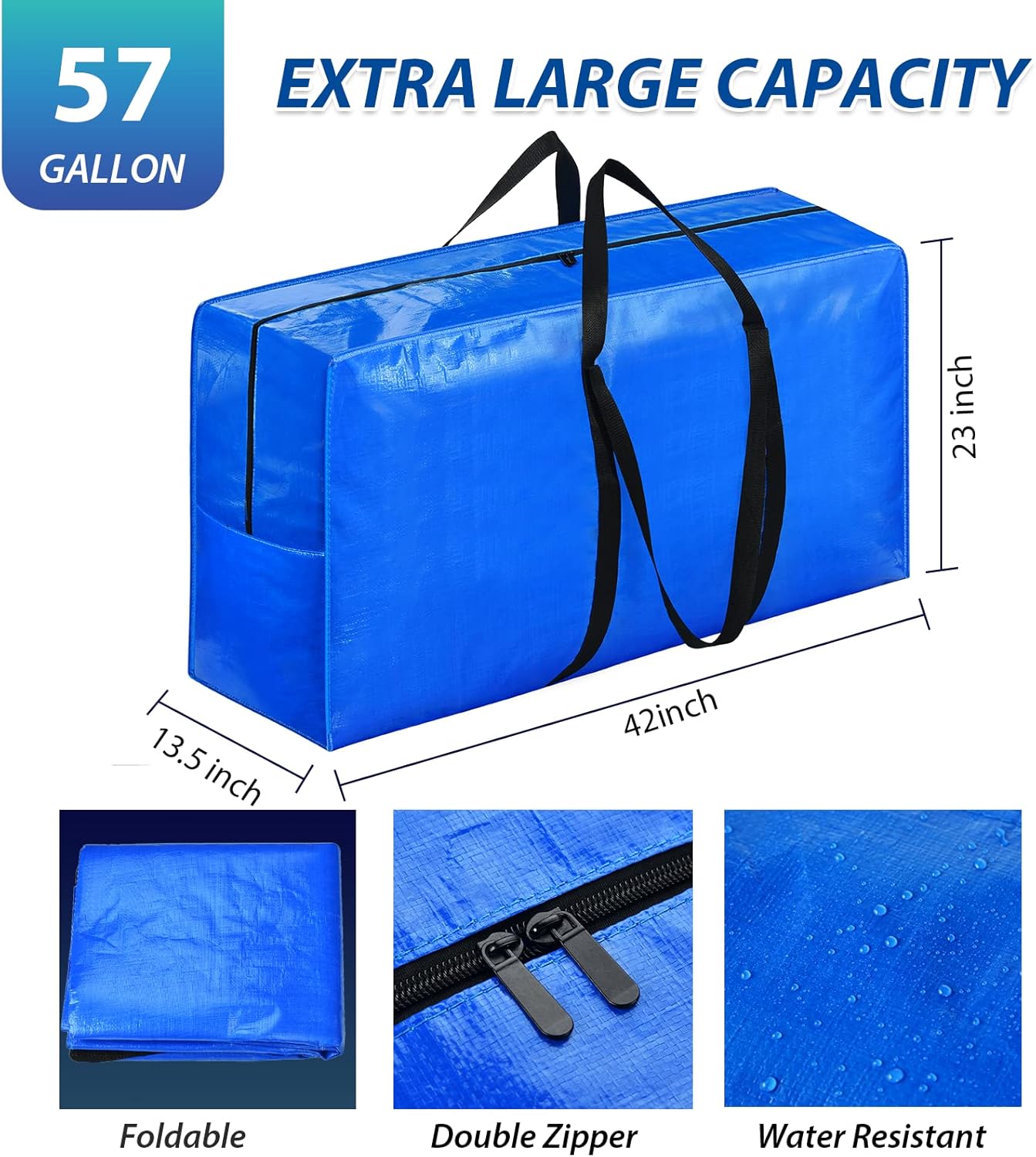 57 Gallon Extra Large Storage Bags, XXL Jumbo Moving Bags Heavy Duty, Storage Totes Moving Boxes Supplies, 2 PACK