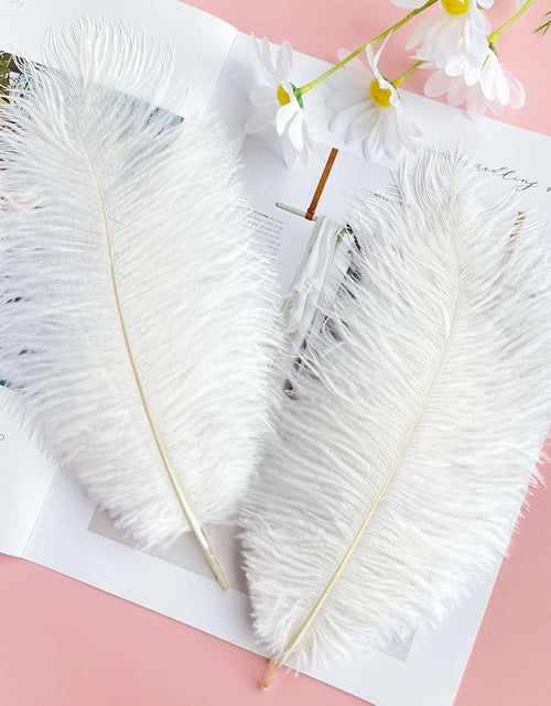 Load image into Gallery viewer, 20 pcs White Ostrich Feathers Plumes 10-12 inch(25-30 cm) Bulk for DIY Clothing and Accessories, White
