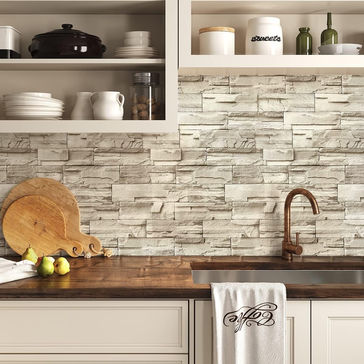 Stone Peel and Stick Wallpaper 17.7inch×118.1inch Brick Peel and Stick Backsplash