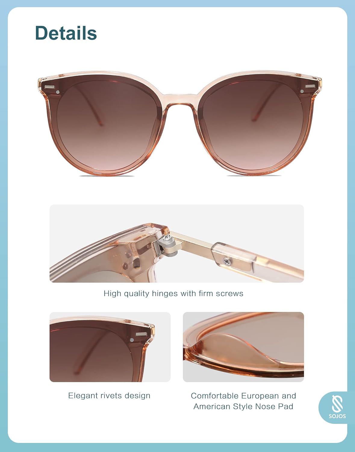 Sunglasses Womens Trendy 2024 Classic Round Retro Vintage Shades Large Frame Sunnies, Brown