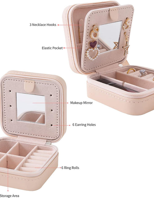 Load image into Gallery viewer, Travel Jewelry Case and Organizer with Mirror - Gift for Women and Girls, Pink
