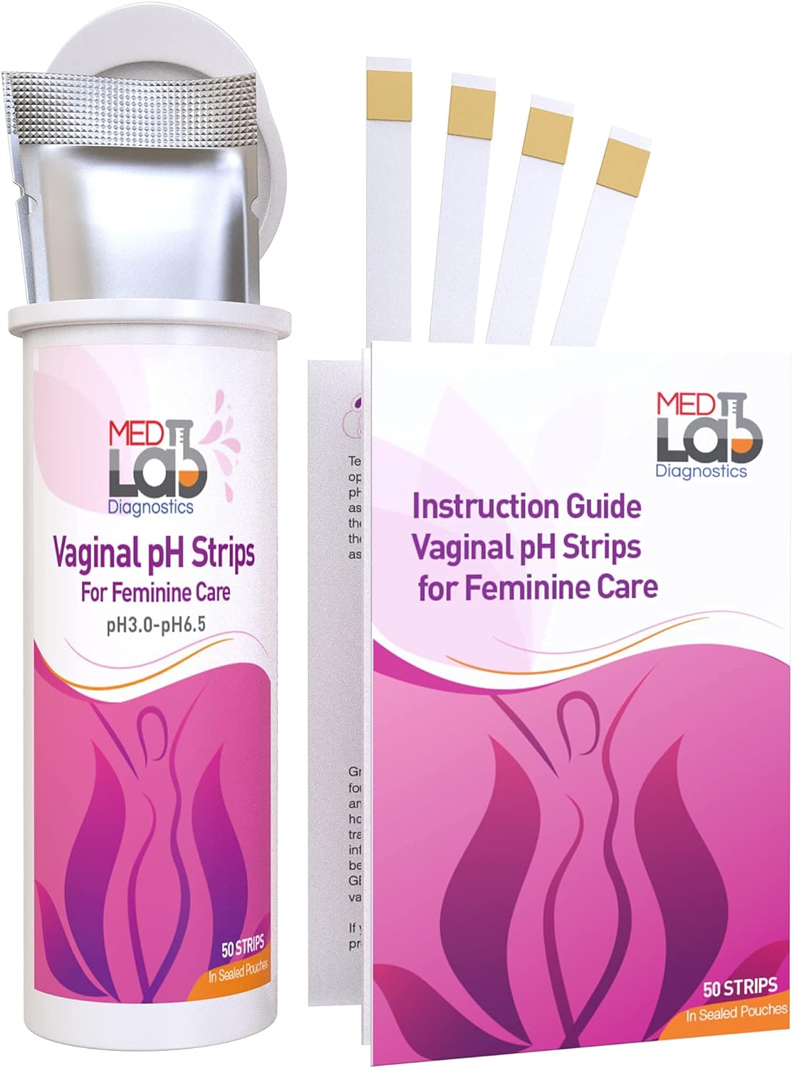 Vaginal ph Test Strips for Women(50 cnt). BV Bacterial Vaginosis and Yeast Infection Test Strips