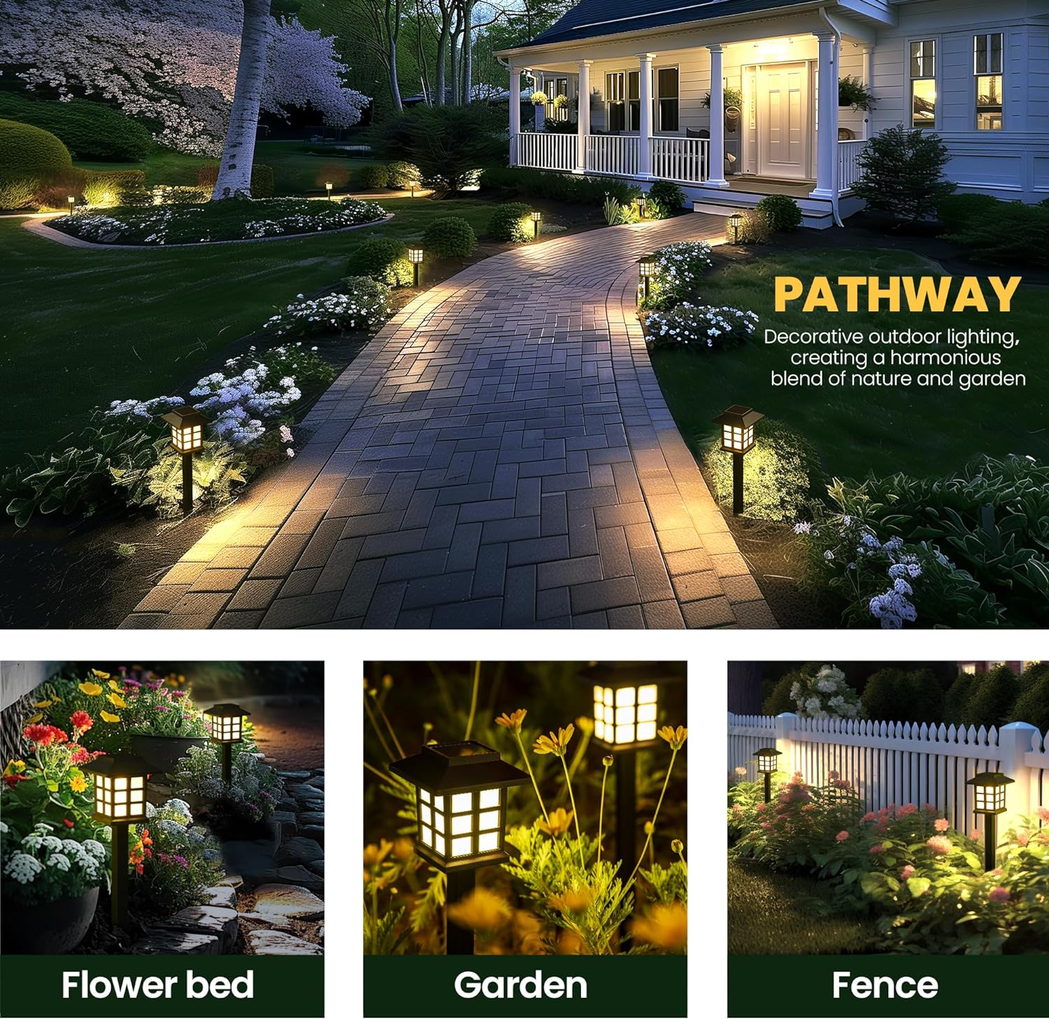 12 Pack LED Solar Lights Outdoor Waterproof, Solar Walkway Lights