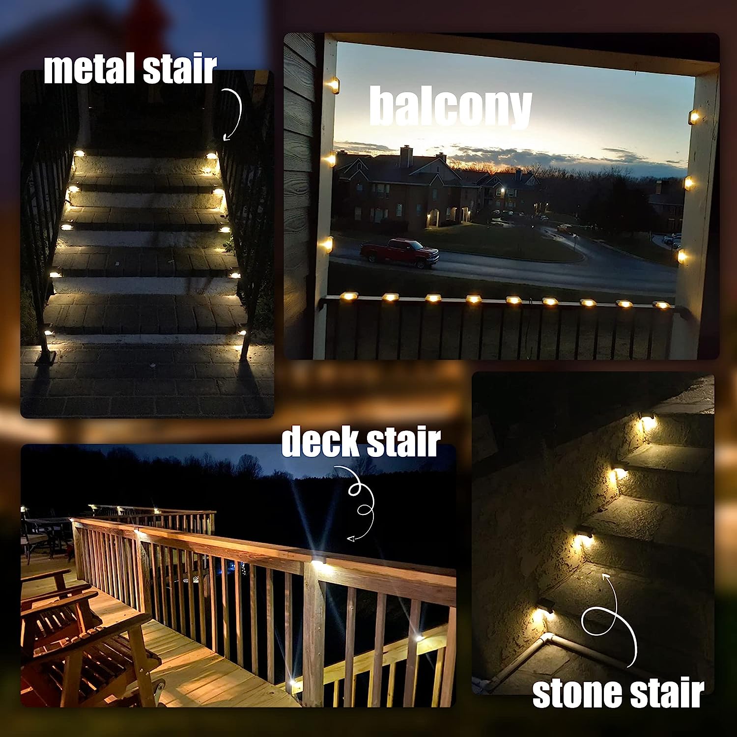 Solar Deck Lights Outdoor 16 Pack, Solar Step Lights Waterproof Led (Warm White)