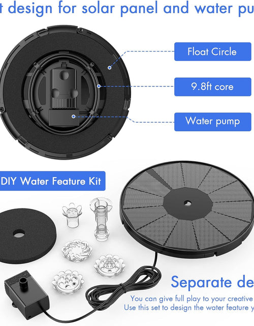 Load image into Gallery viewer, 3.5W Solar Fountain Pump for Water Feature Outdoor DIY Solar Bird Bath Fountain with Multiple Nozzles
