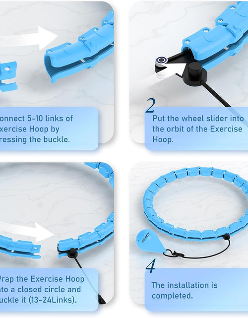 Load image into Gallery viewer, Weighted Hula Circle Hoops for Adults Weight Loss, Infinity Fitness Hoop Plus Size 47 Inch, 24 Detachable Links, Blue
