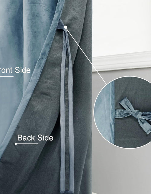 Load image into Gallery viewer, Velvet Blackout Curtains for Living Room, Darkening Rod Pocket Drapes for Office, Set of 2 Panels, 52W x 84L, Stone Blue
