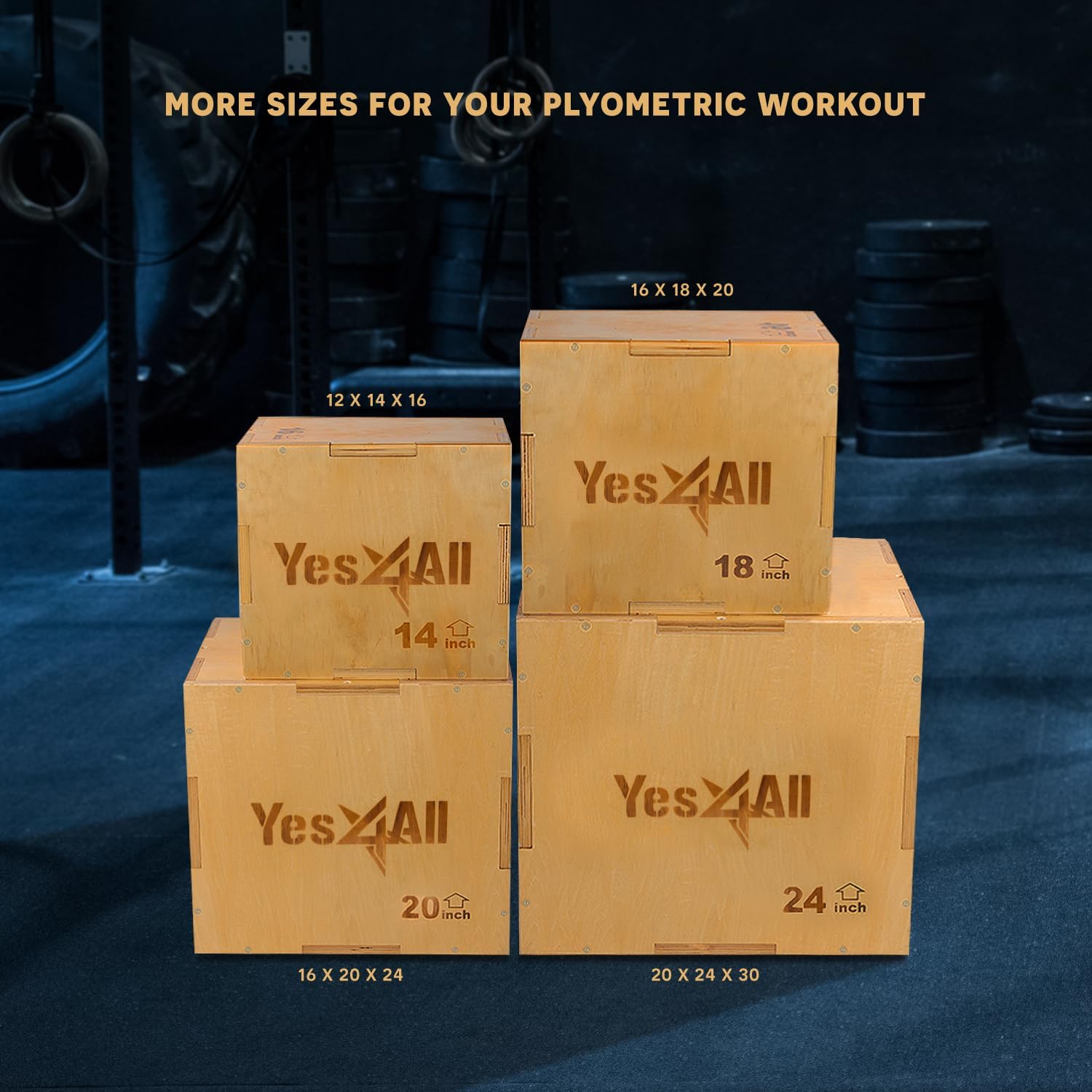 3 in 1 Wooden Plyo Box - Holds Up to 450lbs - Versatile Plyometric Jump Box, Wood Basic