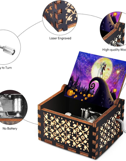 Load image into Gallery viewer, Wooden Music Box - The Nightmare Before Christmas Laser Engraved Hand Crank Musical Box
