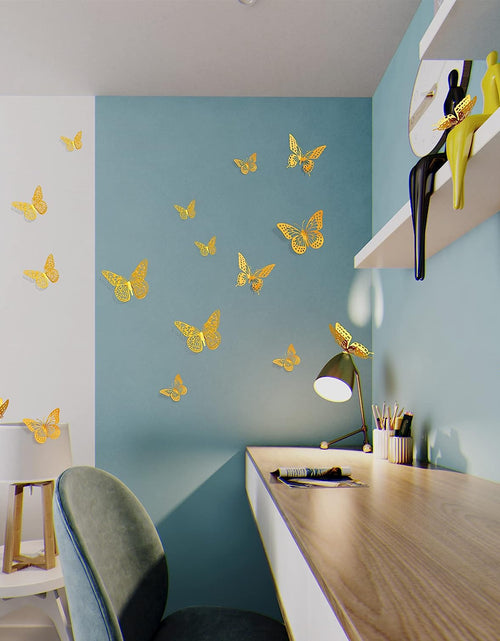 Load image into Gallery viewer, 3D Butterfly Wall Decor 48 Pcs 4 Styles 3 Sizes, Gold Butterfly Decorations
