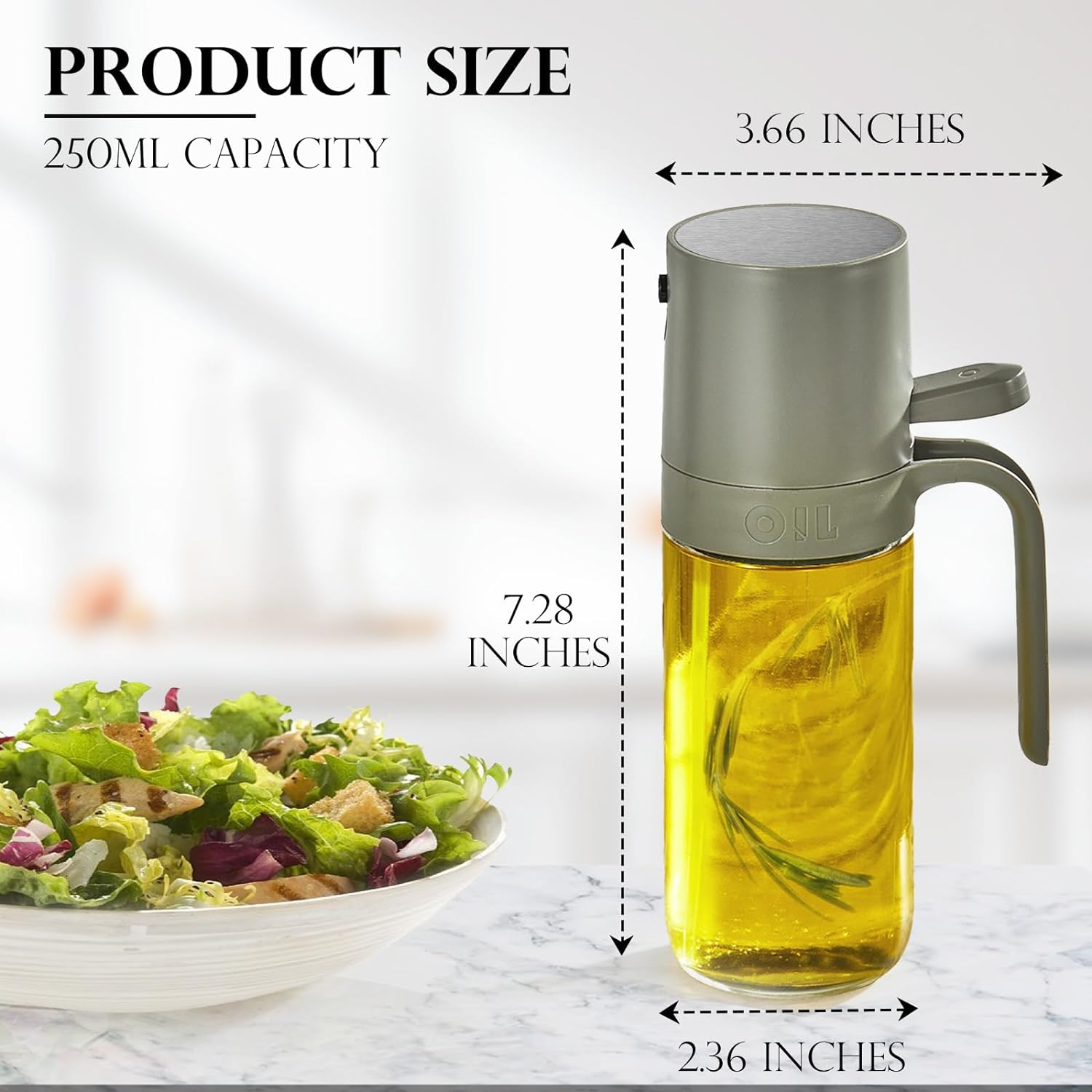 Versatile Olive Oil Spray Bottle for Cooking - 250ml/8.3oz Oil Spritzer for Air Fryer, Salad, Grilling, Roasting, Baking Essentials