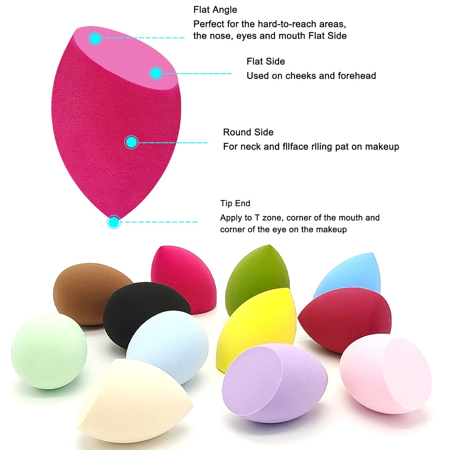 12 Pieces Professional Makeup Sponge Set,Latex Free Flawless Soft Setting Face Puffs