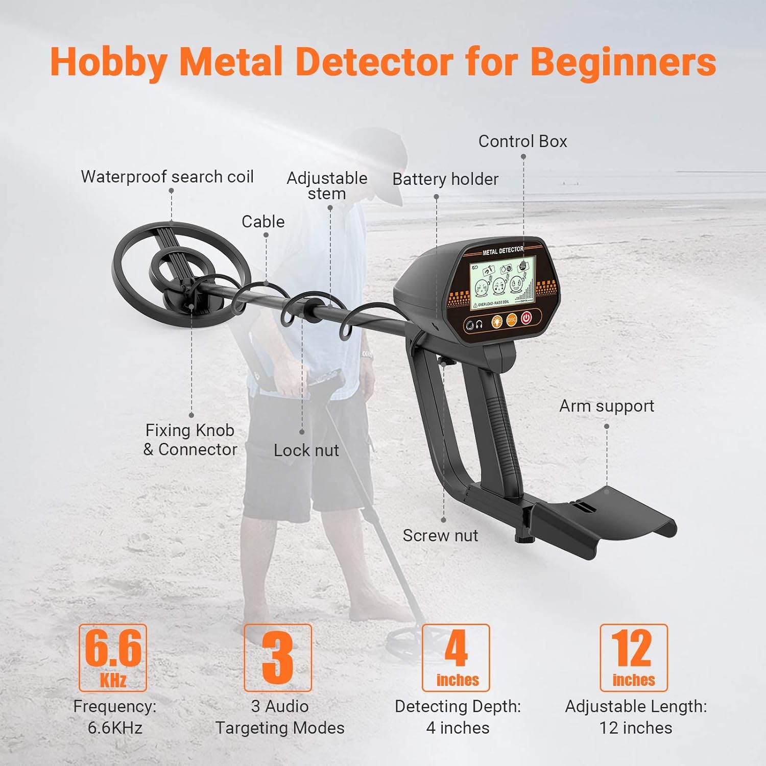 4Lbs 7.8’’ Metal Detector, Metal Finder with All-metal and Disc Modes, High Accuracy