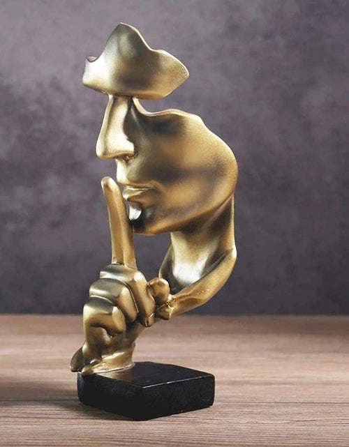 Load image into Gallery viewer, Thinker Statue, Silence is Gold Abstract Art Figurine, Modern Home Resin Sculptures Decorative
