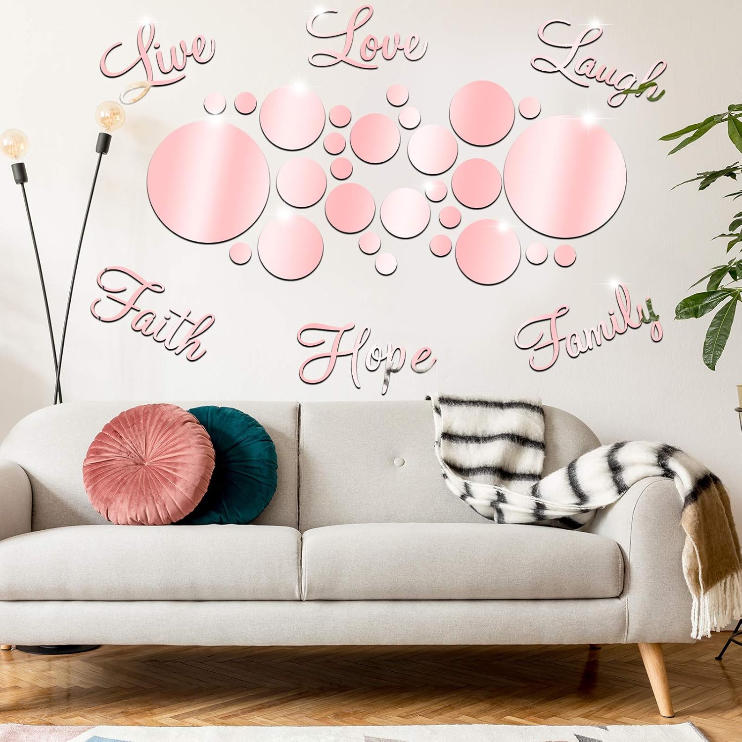 3D Acrylic Mirror Wall Decor Stickers DIY Faith Live Laugh Hope Love Family