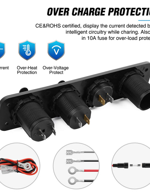 Load image into Gallery viewer, 4 in 1 on/off Charger Socket Panel Dual USD Power Outlet &amp; LED Voltmeter
