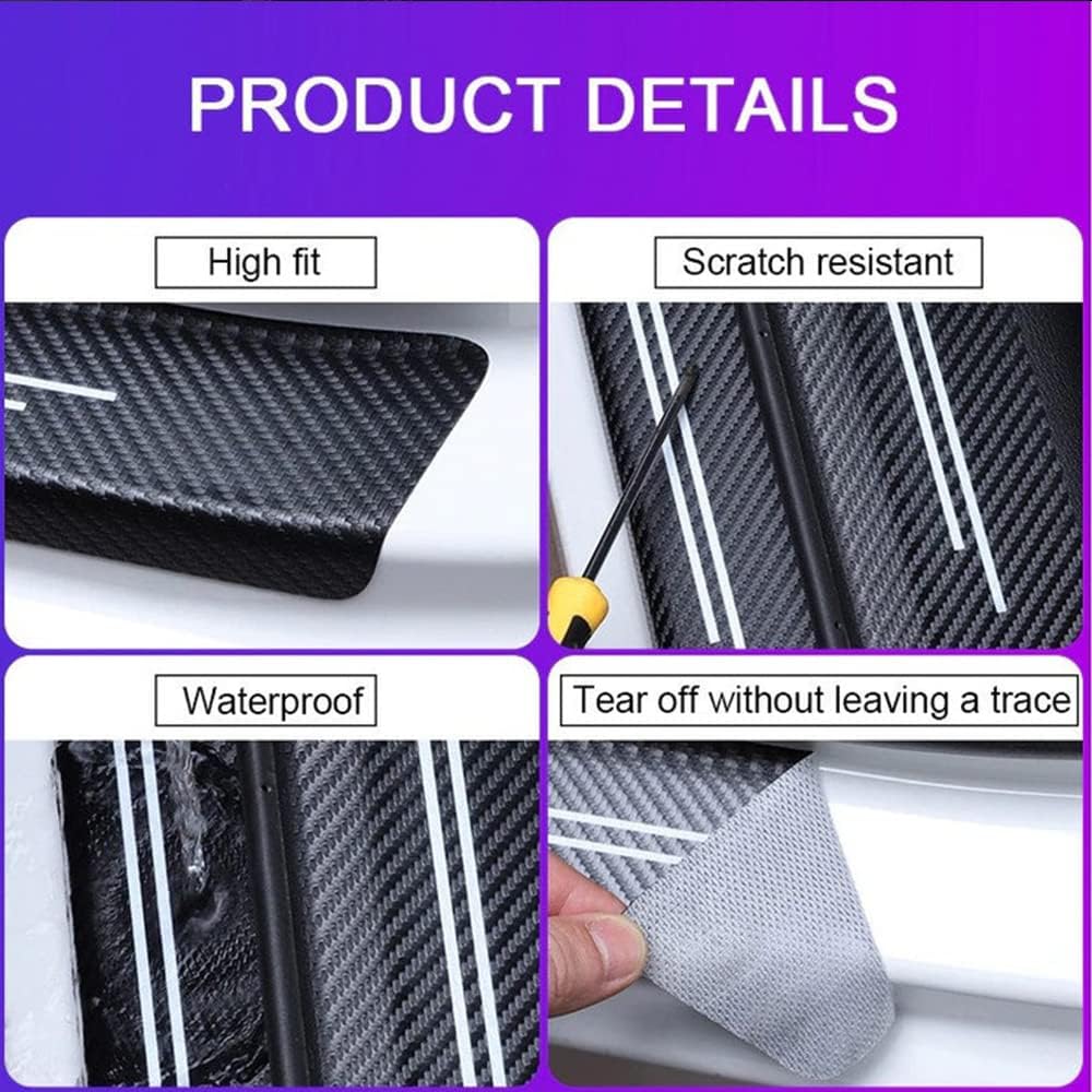 4pcs Mexico Mexican Flag Carbon Fiber Car Door Front/Rear Sill Plate Protectors, Reflective Sticker