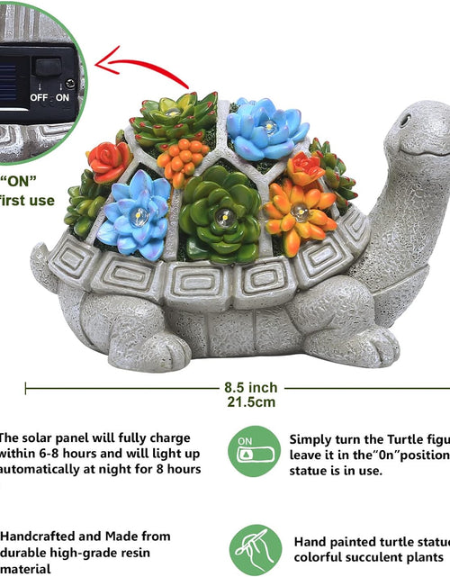 Load image into Gallery viewer, Solar Garden Statue Turtle Figurine 7 LED Lights (Turtle)
