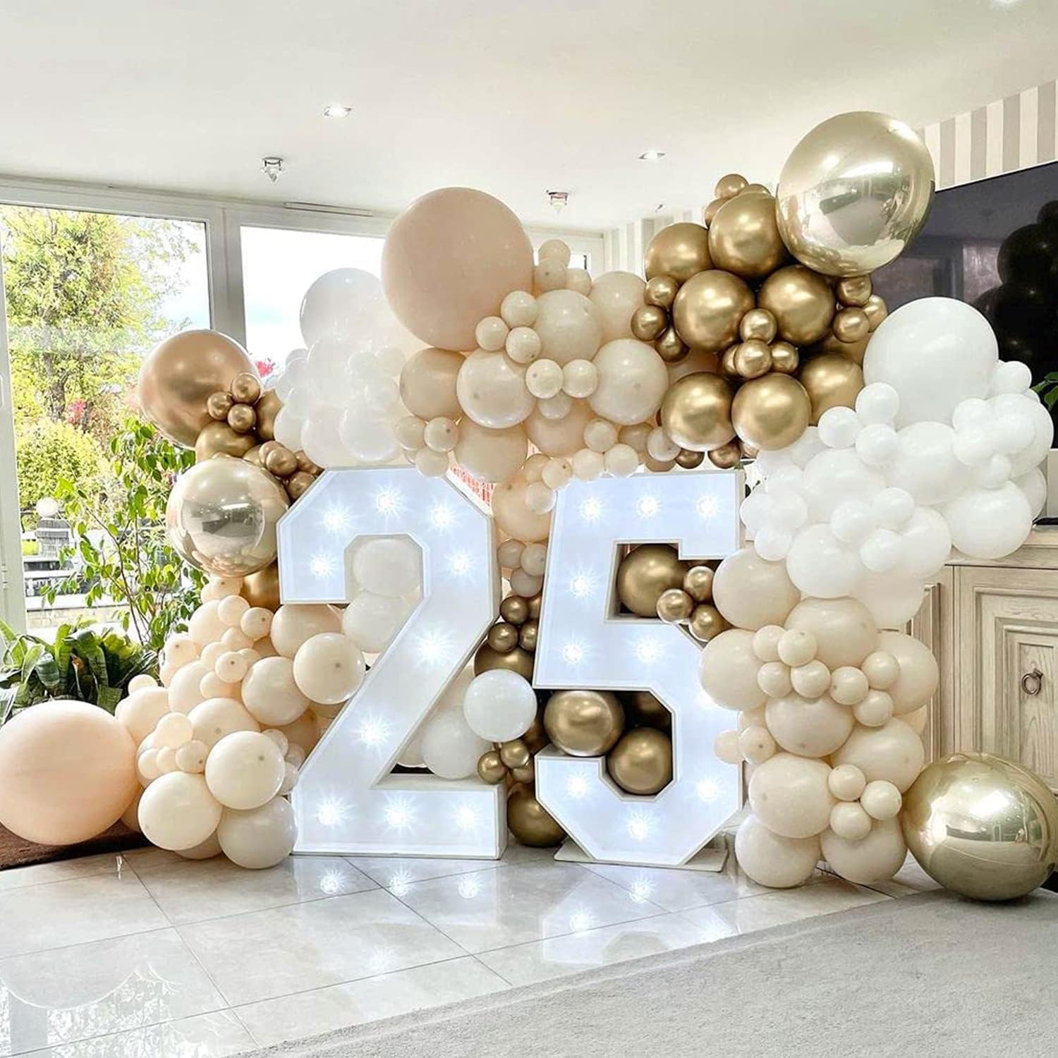 100 Pack 18/12/10/5 Inch Cream White Balloons Different Sizes Matte White Latex Party Balloon, Sand White