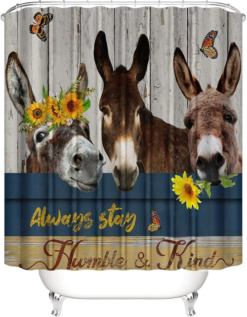 Load image into Gallery viewer, 4PCS Farm Animal Shower Curtain Set Sunflower Country Rustic Farmhouse Bathroom Decor Set
