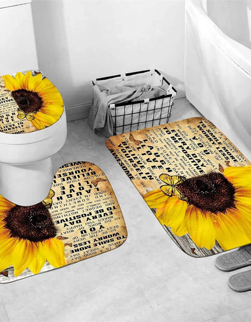 Load image into Gallery viewer, 4pcs Shower Curtain Sets with Rugs Sunflower Bathroom Set Decor Set with Rugs and Accessories
