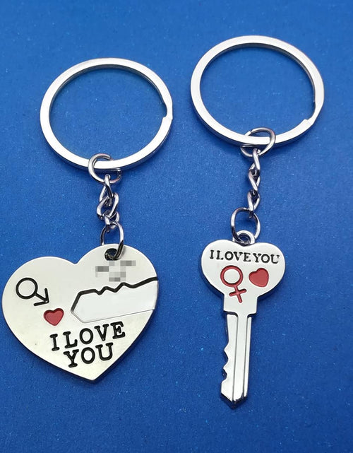 Load image into Gallery viewer, 2pcs Couple Key Chain Ring Set-I LOVE YOU with Red Heart Keychains Set for Boyfriend Girlfriend and Best Friends
